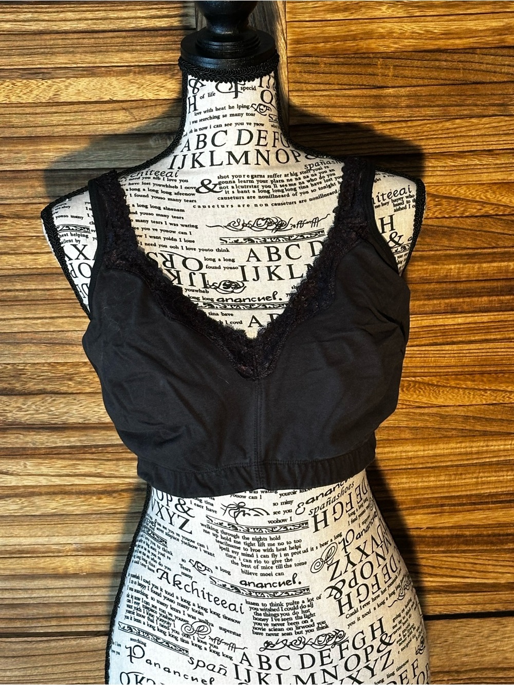 CATHERINE’S Black Lace-Trim Wireless Bralette - Women Intimates - 46D